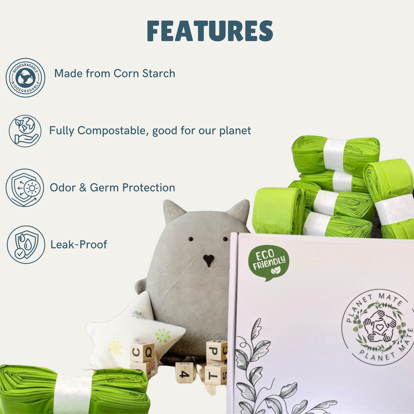Planet Mate Eco-Friendly 6-Pack Fully Biodegradable Diaper Refill Bags – Fits Tommee Tippee Twist & Click – Odour-Locking, Durable, Germ Protection, 10m Length Each (Cassette Not Included)